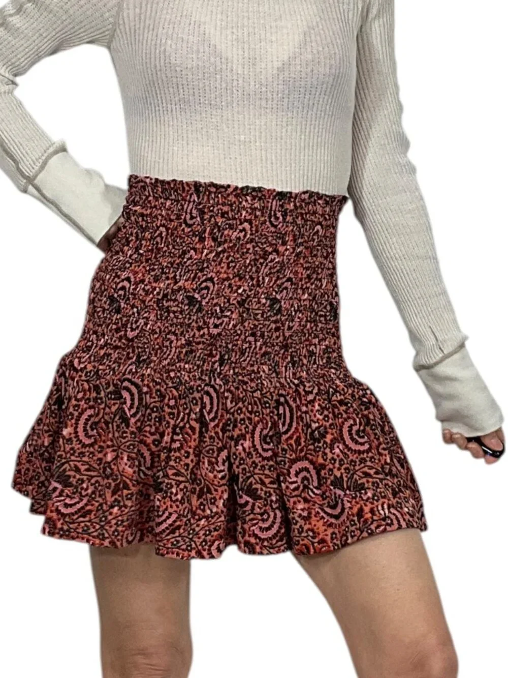 A.L.C. Kade Silk Mini Skirt 6 Multicolor Floral Fall Fashion
